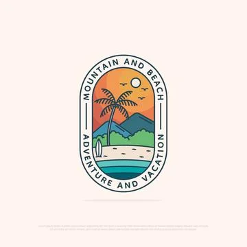 Summer vacation logo design simple vector minimalist illustration template,.. 스톡 일러스트