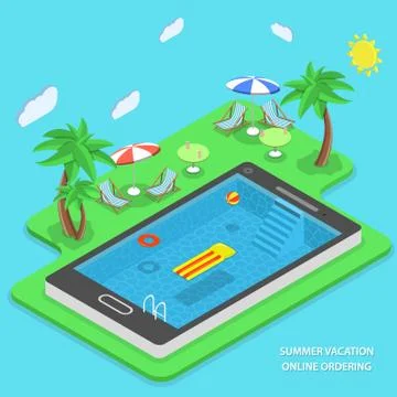 Summer vacation online ordering vector concept. Stock Illustration