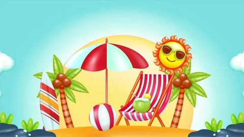 Summer vacation opening animation Stockbeeldmateriaal 242493529