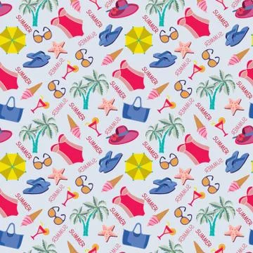 Summer vacation pattern in beach style. Stock Illustration