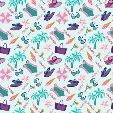 Summer vacation pattern in beach style. Illustrazione stock