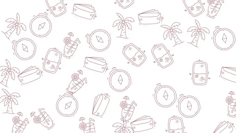 Summer Vacation Pattern - Fun and Playful Design for Travel Enthusiasts. Stock Footage 320164683