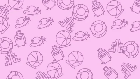 Summer Vacation Pattern - Seamless Design with Beach Essentials for Travel .. Stock Footage 321853069