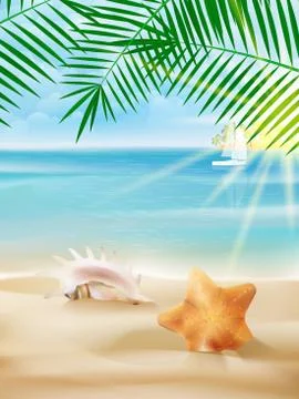 Summer vacation poster template. Stock Illustration