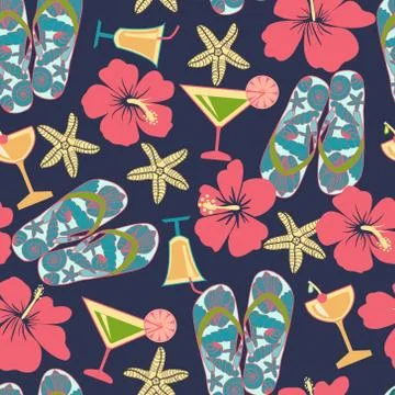 Summer vacation retro pattern in beach style. Illustrazione stock