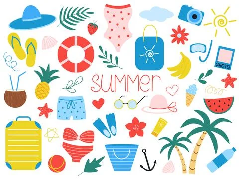 Summer vacation set of elements Stockillustratie