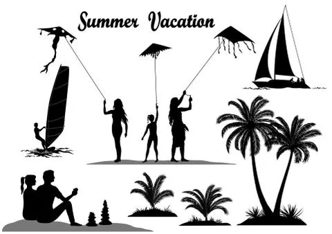 Summer Vacation Set 스톡 일러스트