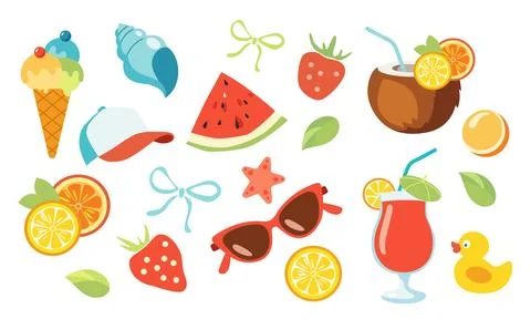 Summer vacation set Stock Illustration