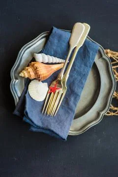 Summer vacation table setting Stock Photos