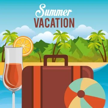 Summer vacations beach with icons Stockillustratie