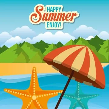 Summer vacations beach with icons イラスト素材