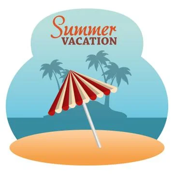 Summer vacations with beach umbrella イラスト素材