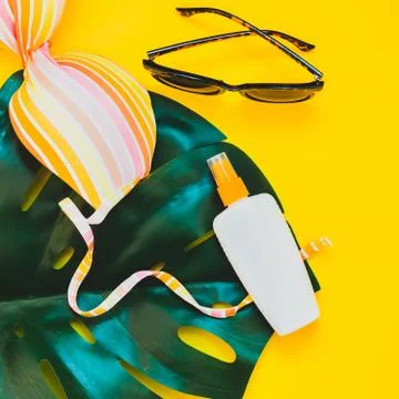 Summer vacations creative flat lay concept Stock Photos