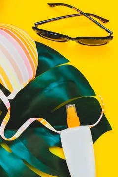 Summer vacations creative flat lay concept Stock Photos