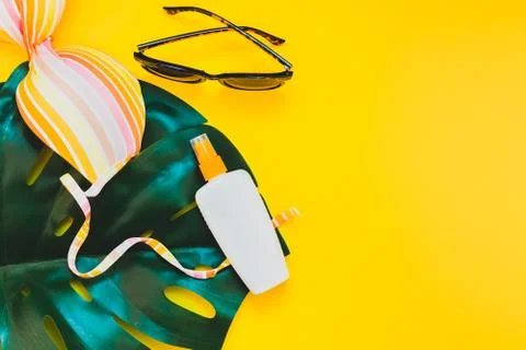 Summer vacations creative flat lay concept Stock Photos