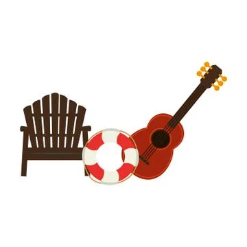 Summer vacations elements icons Illustrazione stock