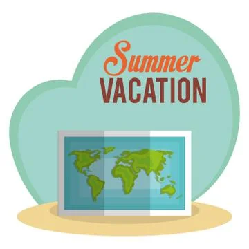 Summer vacations with paper map イラスト素材