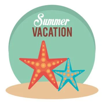 Summer vacations with starfish Stockillustratie