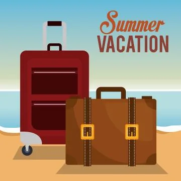 Summer vacations with suitcases イラスト素材