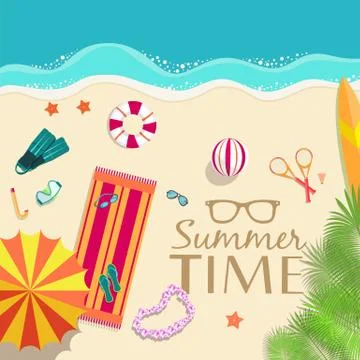 Summer vecetion time background vector illustration concept Stock Illustration