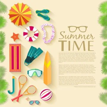 Summer vecetion time background vector illustration concept Stock Illustration