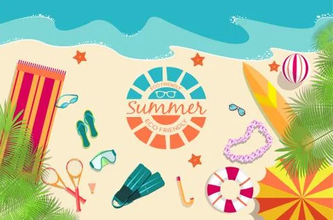 Summer vecetion time background vector illustration concept Stock Illustration