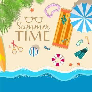 Summer vecetion time background vector illustration concept Stock Illustration