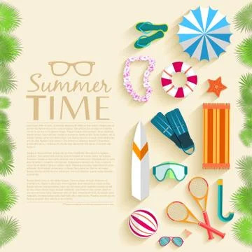 Summer vecetion time background vector illustration concept Stock Illustration