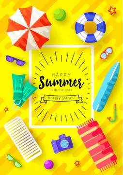 Summer vecetion time  vector brochure cards set. Ecology template of flyea Stock Illustration