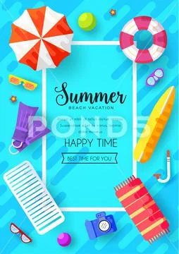 Summer vecetion time vector brochure cards set. Ecology template of flyea Stock Illustration