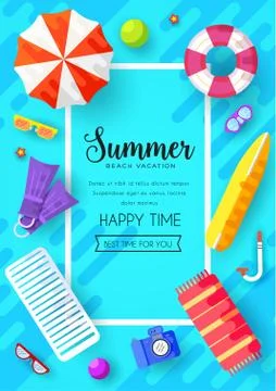 Summer vecetion time  vector brochure cards set. Ecology template of flyea Stock Illustration