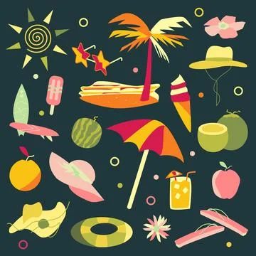 Summer vector assets bundle Stock Illustration