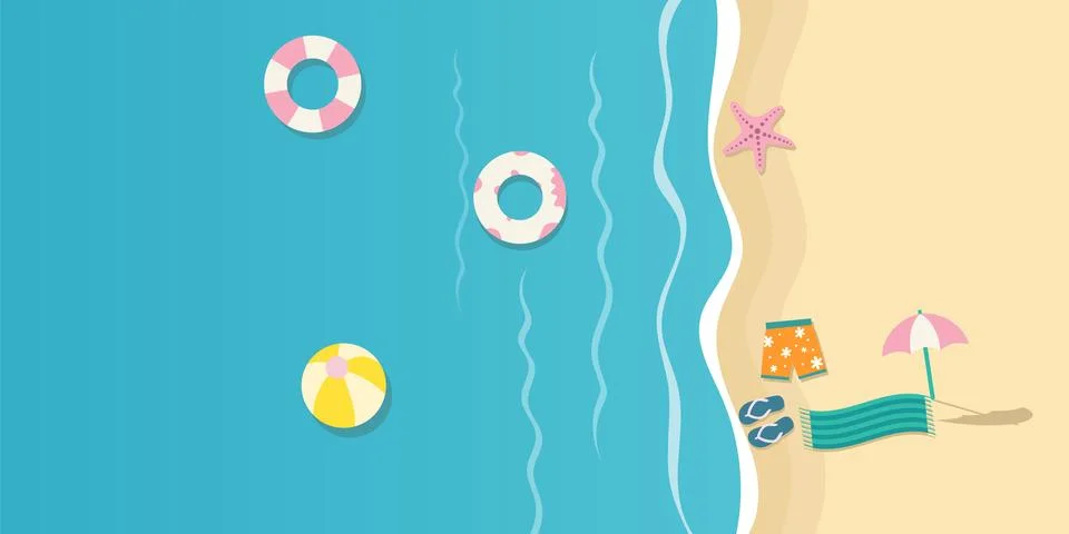 Summer vector background with beach for banners, cards, flyers, social medi.. Stock Illustration