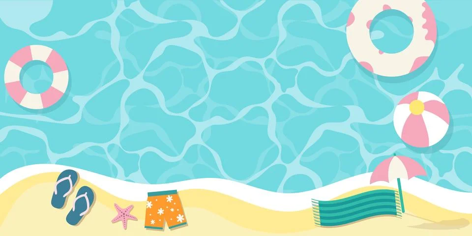 Summer vector background with beach for banners, cards, flyers, social media  Stock Illustration