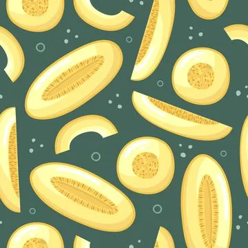 Summer vector background with melons. Fruit seamless pattern. Stock Illustration