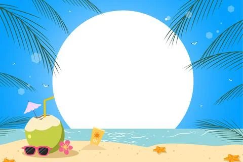 Summer vector design. Vertical social media summer. coconut sand beach Stock Illustration