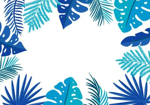 Summer Vector floral frame tropical leaves palm with place for text. color Stock Illustration