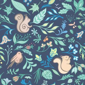 Summer Vector Forest Pattern Stock Illustration