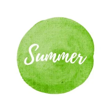 Summer vector on hand drawn green watercolor background illustration Stock Illustration