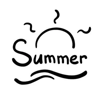Summer vector hand drawn words, calligraphy, typography black on white Stock Illustration