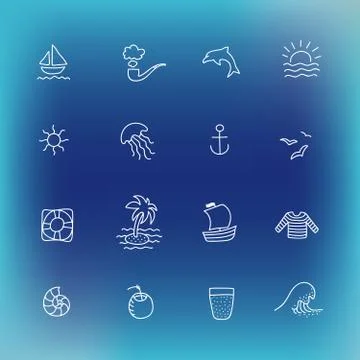 Summer vector icon set, hand drawn design element Stock Illustration