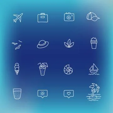 Summer vector icon set, hand drawn design element Stock Illustration