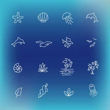 Summer vector icon set, hand drawn design element Stock Illustration