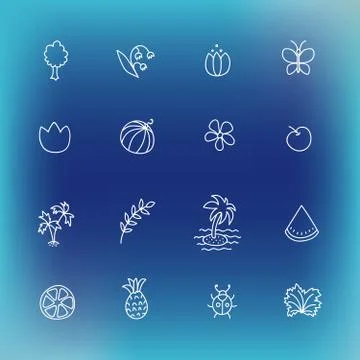 Summer vector icon set, hand drawn design element Stock Illustration