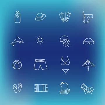 Summer vector icon set, hand drawn design element Stock Illustration