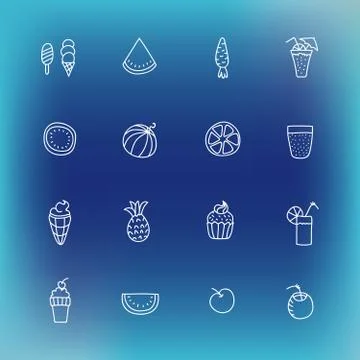 Summer vector icon set, hand drawn design element Stock Illustration