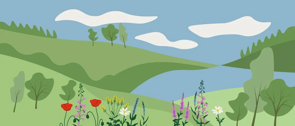 Summer vector landscape Stock Illustration