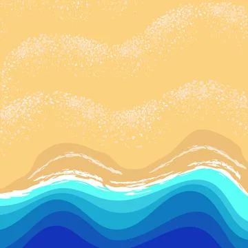 Summer vector landscape with waves and sand. Stock Illustration