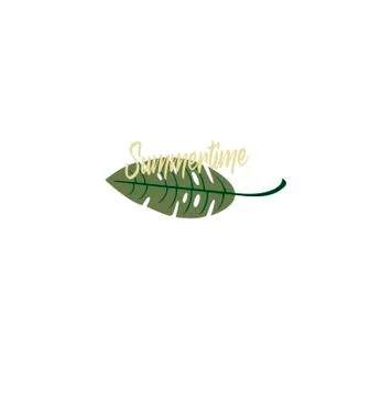 Summer vector logo tropical leaf closeup. Summer time - an exotic plant Stock Illustration