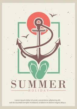 Summer vector retro grunge poster design template Stock Illustration